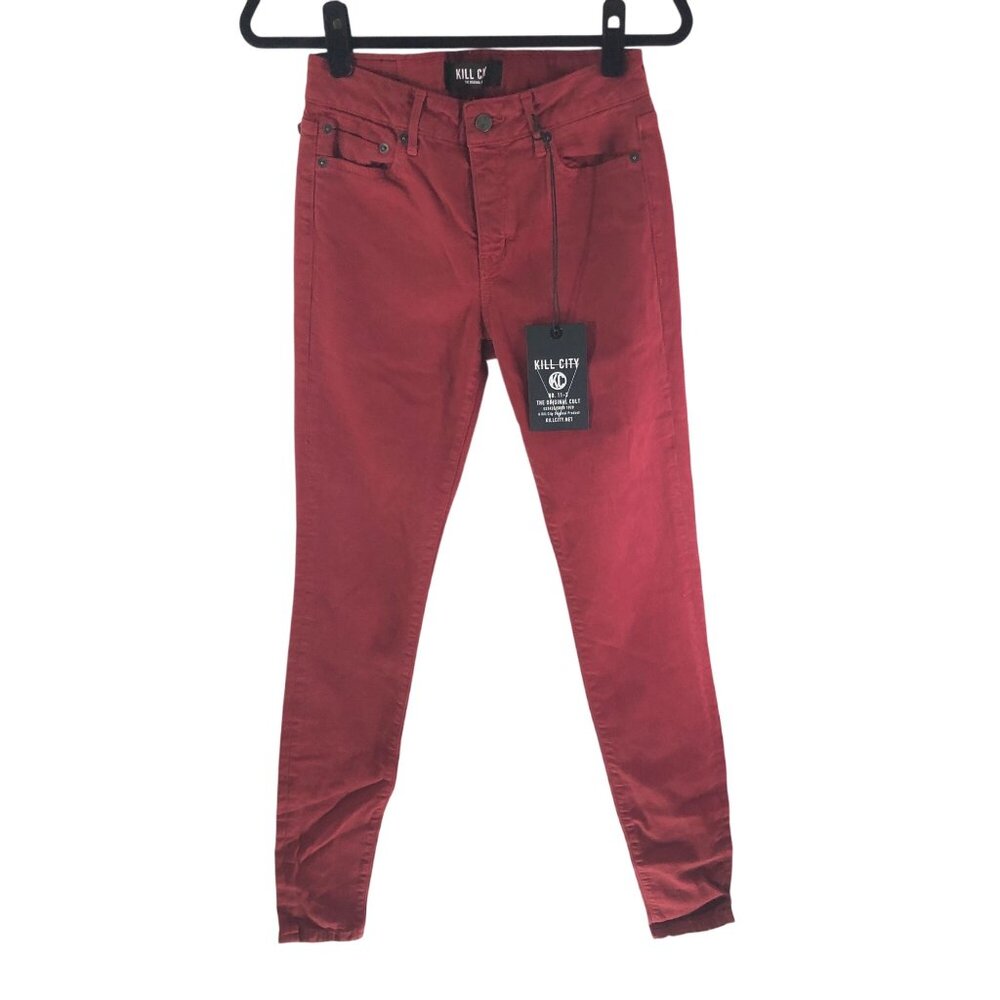 Kill City Hi Wire Womens Red Skinny Jeans Goth Punk Size 27